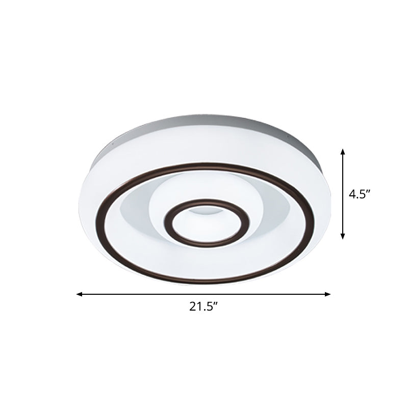 Modern Dual Circle Acrylic Flush Mount LED Ceiling Lamp - Black and White with 3 Color Light