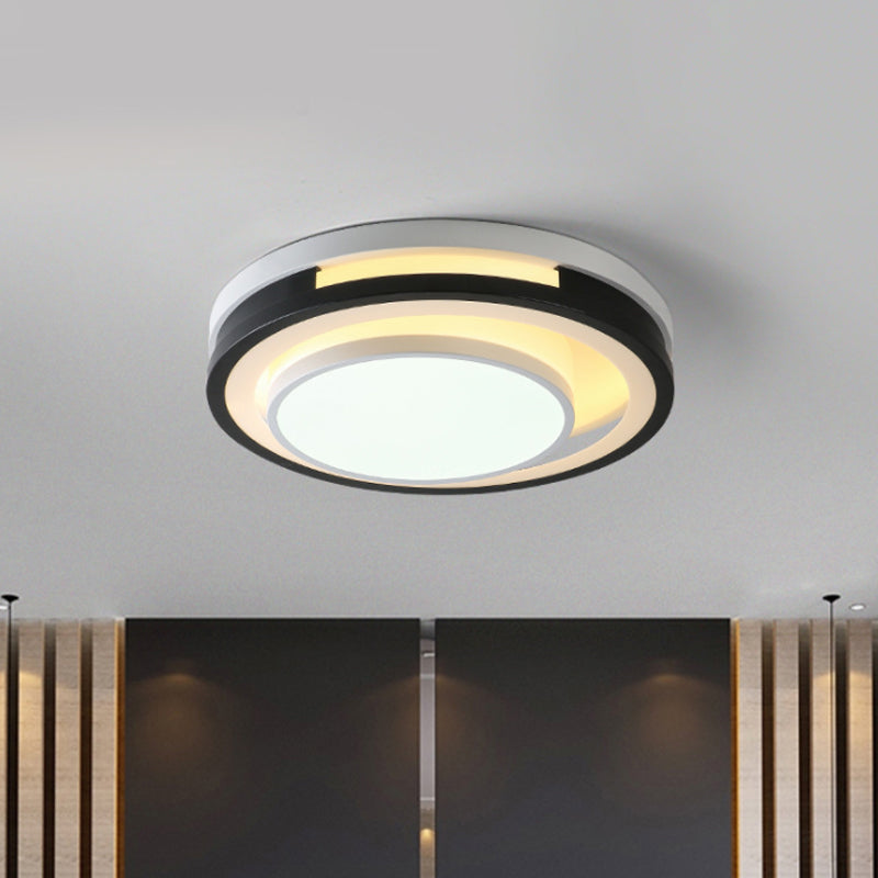 Modern Iron LED Ceiling Lamp with Black-White Cutouts and Warm/White Light
