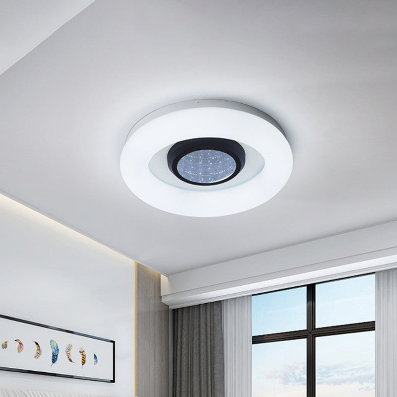 Minimalist LED Ceiling Flush Mount Light with Acrylic Shade in Black/Grey/Silver