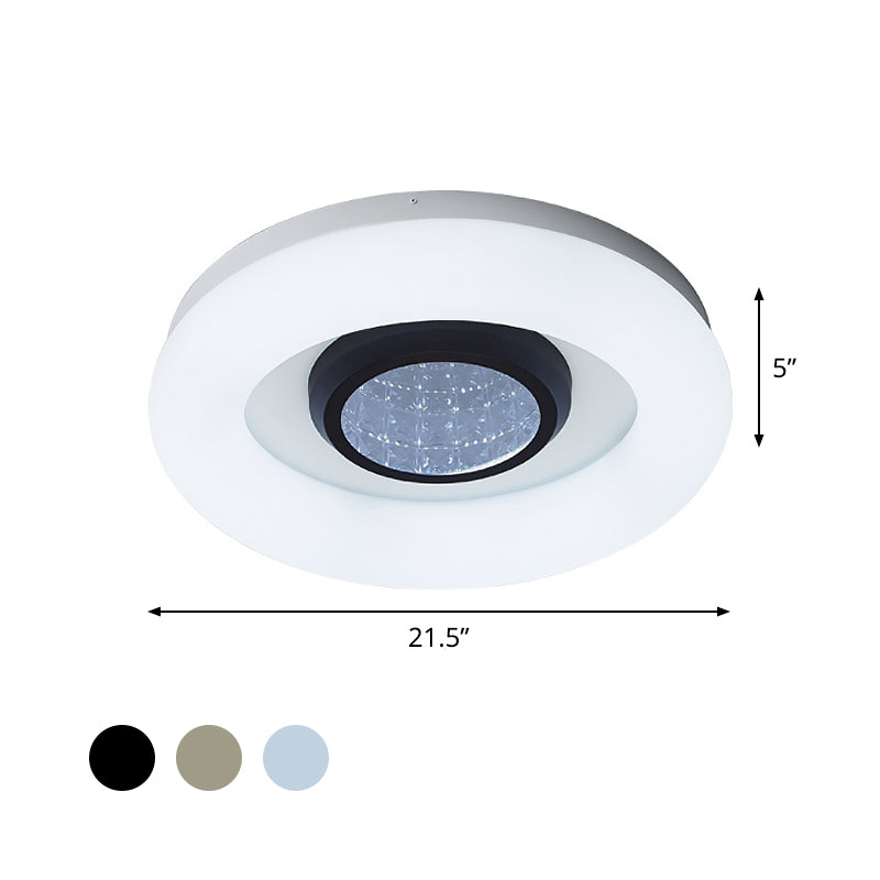Minimalist LED Ceiling Flush Mount Light with Acrylic Shade in Black/Grey/Silver