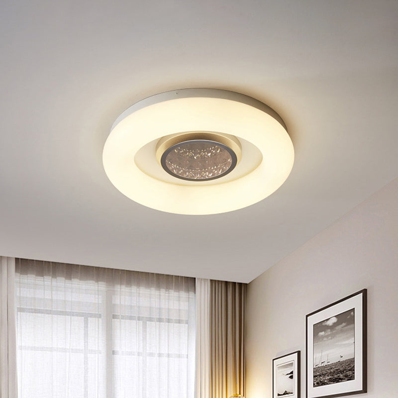 Minimalist LED Ceiling Flush Mount Light with Acrylic Shade in Black/Grey/Silver