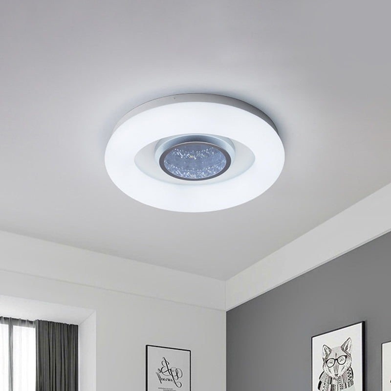 Minimalist LED Ceiling Flush Mount Light with Acrylic Shade in Black/Grey/Silver