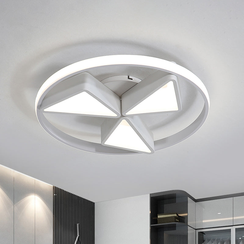 Nordic Grey/White LED Iron Windmill Ceiling Flushmount Lamp with Warm/White Glow Ring