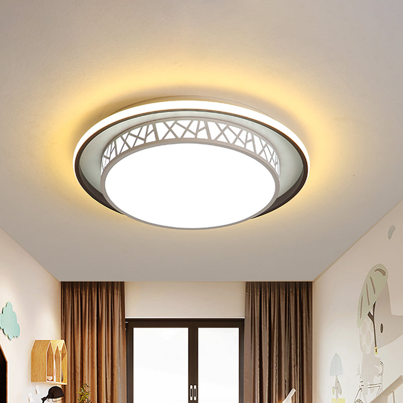 Plafonnier LED moderne en acrylique pour chambre à coucher - Plafonnier encastré arrondi avec côté X-Line en noir/blanc