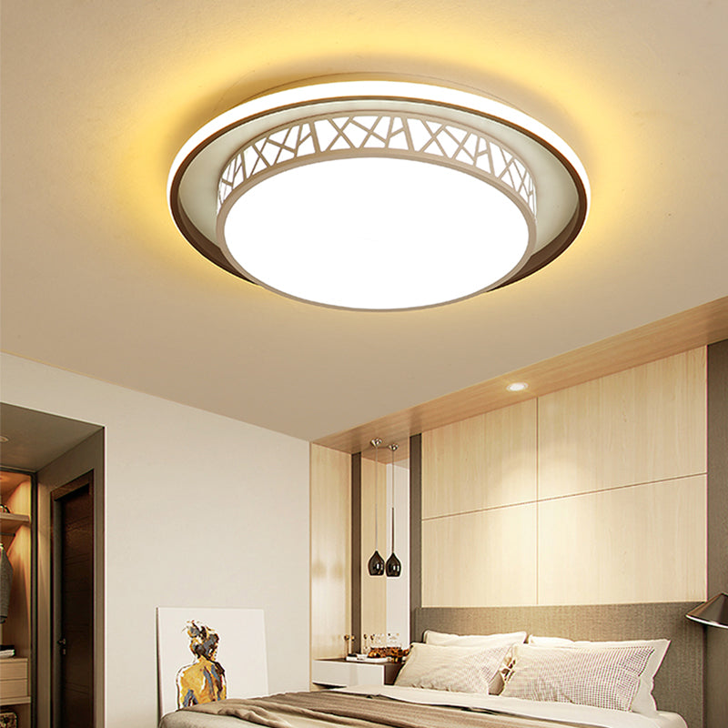 Plafonnier LED moderne en acrylique pour chambre à coucher - Plafonnier encastré arrondi avec côté X-Line en noir/blanc