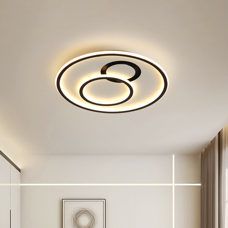 16"/19.5" Dia LED Flush Mount Light Fixture - Extra Thin & Minimalist - Black