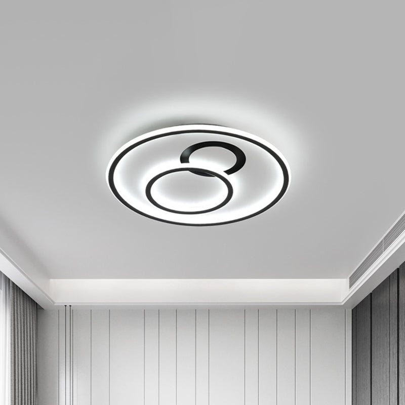 16"/19.5" Dia LED Flush Mount Light Fixture - Extra Thin & Minimalist - Black