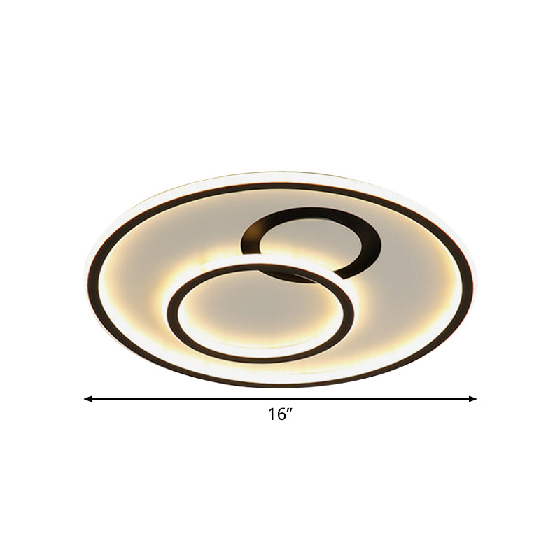 16"/19.5" Dia LED Flush Mount Light Fixture - Extra Thin & Minimalist - Black