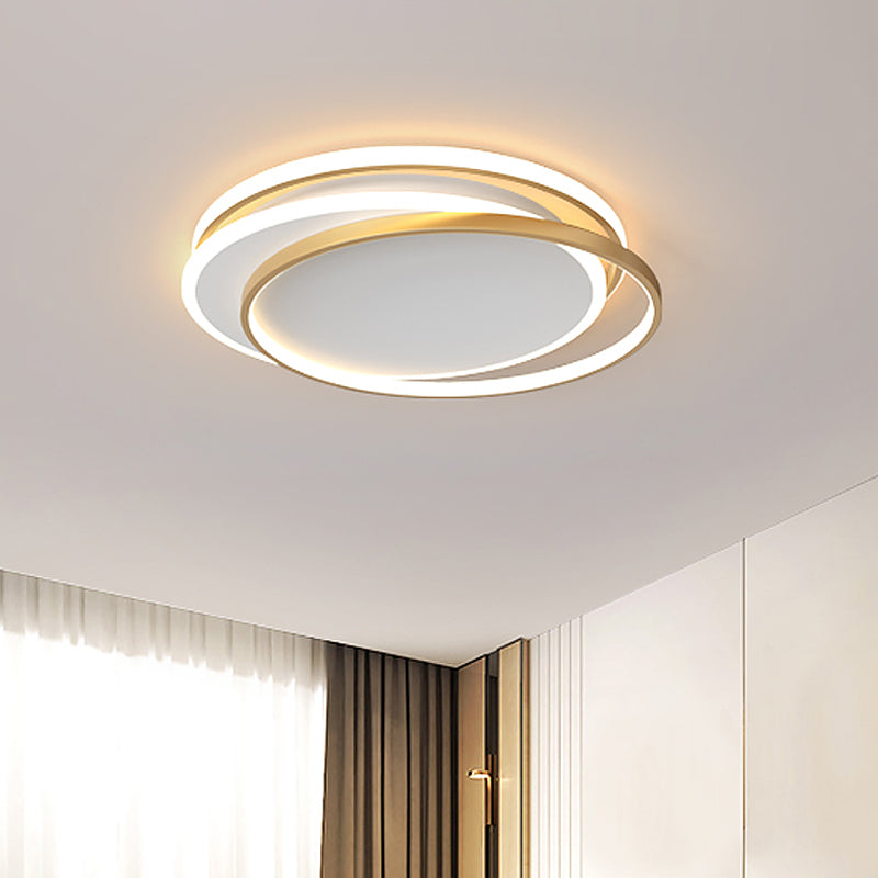 Gold Loop Ceiling Flush Light - Simplicity Acrylic - LED Flush Mount Lighting in Warm/White Light - 18"/22" Wide