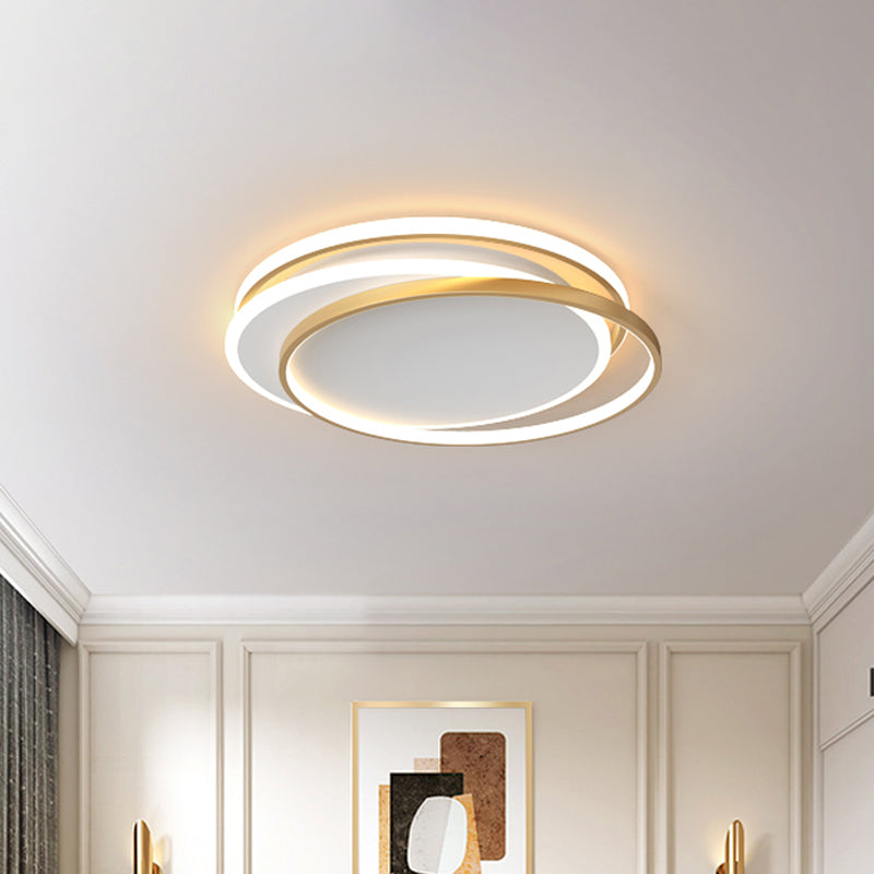 Gold Loop Ceiling Flush Light - Simplicity Acrylic - LED Flush Mount Lighting in Warm/White Light - 18"/22" Wide