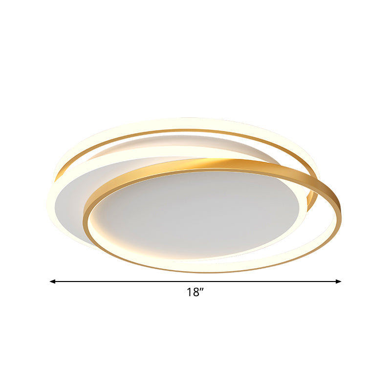 Gold Loop Ceiling Flush Light - Simplicity Acrylic - LED Flush Mount Lighting in Warm/White Light - 18"/22" Wide