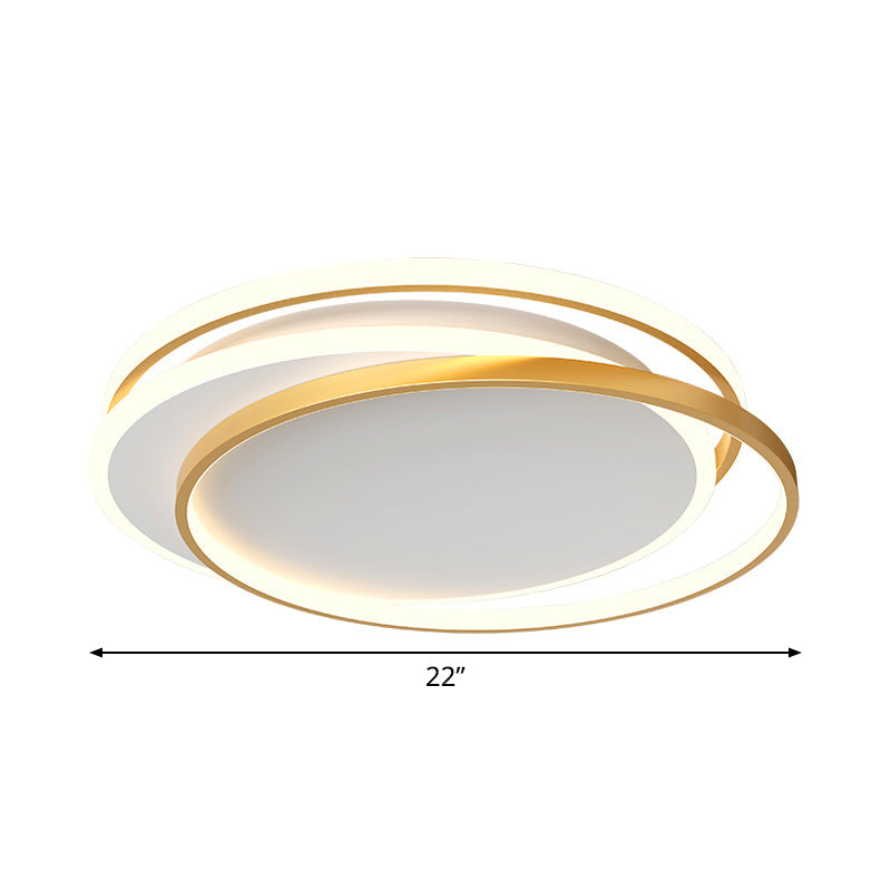 Gold Loop Ceiling Flush Light - Simplicity Acrylic - LED Flush Mount Lighting in Warm/White Light - 18"/22" Wide