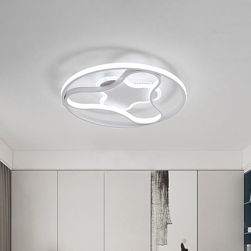 Fidget Spinner Flush Mount LED Ceiling Light, Minimalist Iron in White, 18"/21.5" Wide, Warm/White Lighting