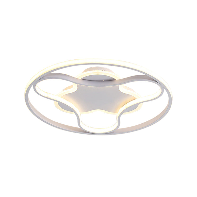 Fidget Spinner Flush Mount LED Ceiling Light, Minimalist Iron in White, 18"/21.5" Wide, Warm/White Lighting