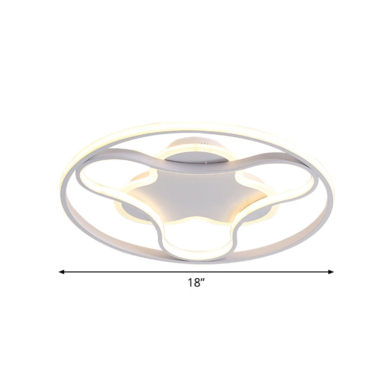 Fidget Spinner Flush Mount LED Ceiling Light, Minimalist Iron in White, 18"/21.5" Wide, Warm/White Lighting