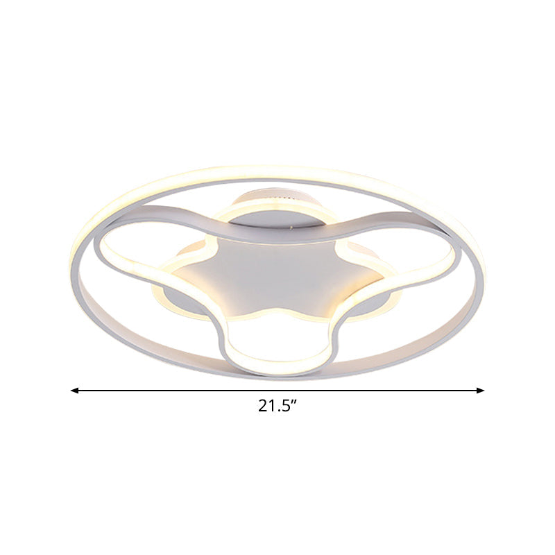 Fidget Spinner Flush Mount LED Ceiling Light, Minimalist Iron in White, 18"/21.5" Wide, Warm/White Lighting