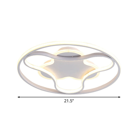 Fidget Spinner Flush Mount Led Ceiling Light Minimalist Iron In White 18/21.5 Wide Warm/White