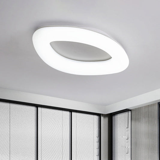 Simplicity Ellipse Flush Light: Acrylic LED Ceiling Lamp for Living Room, White