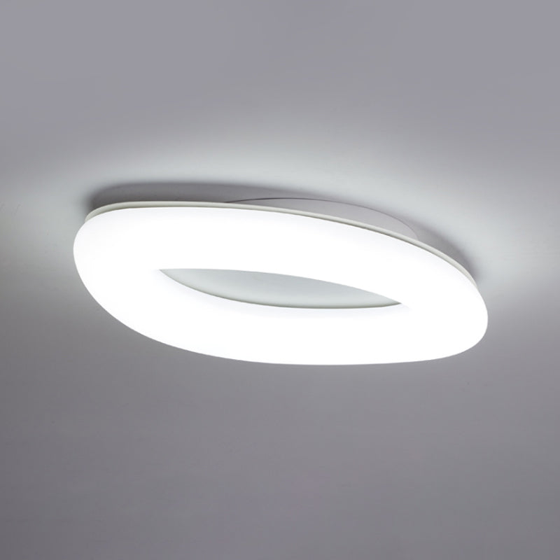 Simplicity Ellipse Flush Light: Acrylic LED Ceiling Lamp for Living Room, White