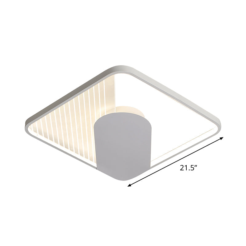 Modern Square Acrylic LED Ceiling Flush Mount Light (18"/21.5") - Simple White Finish, Super Thin Design - Warm/White Lighting