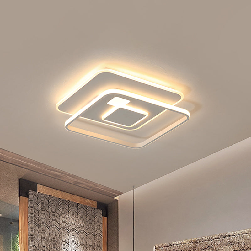 Minimalist White Rectangle LED Acrylic Ceiling Light - Warm/White Flush Mount Fixture