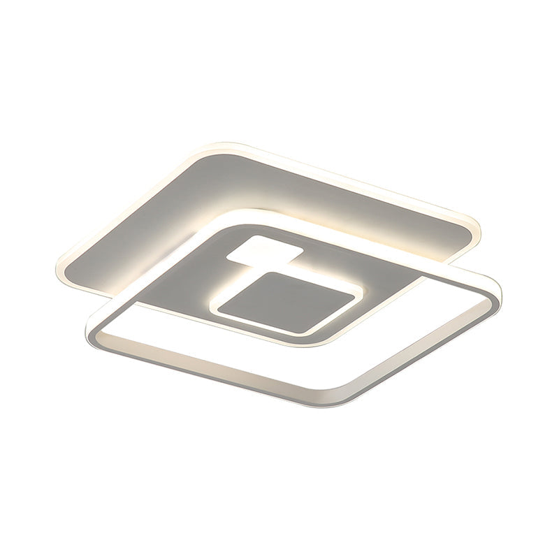 Minimalist White Rectangle LED Acrylic Ceiling Light - Warm/White Flush Mount Fixture