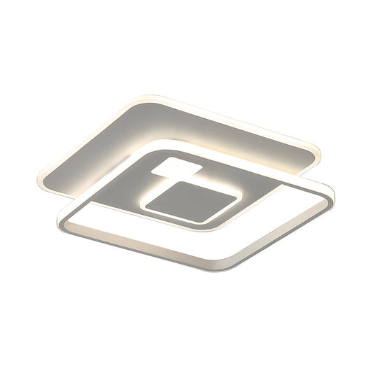 Minimalist White Rectangle Led Acrylic Ceiling Light - Warm/White Flush Mount Fixture