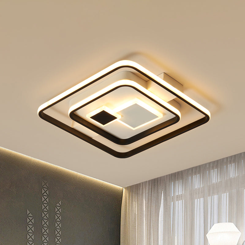 Plafonnier LED en acrylique à carreaux : chaud/blanc, noir-blanc, style moderne, 16,5"/20,5" de large