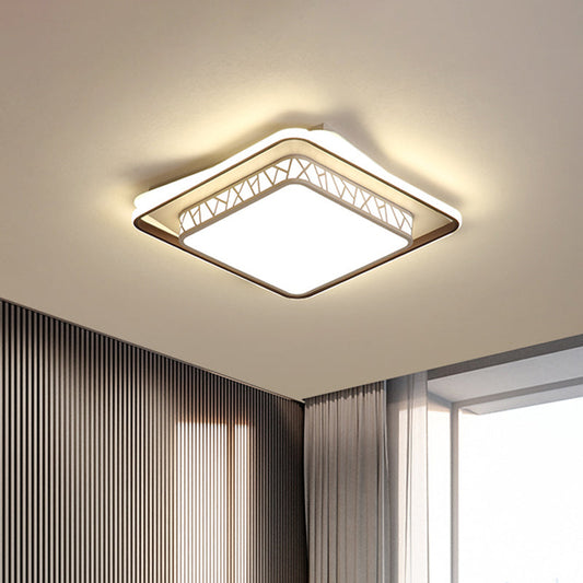 Square LED Flush Mount Lighting: Contemporary Acrylic Ceiling Light for Bedroom