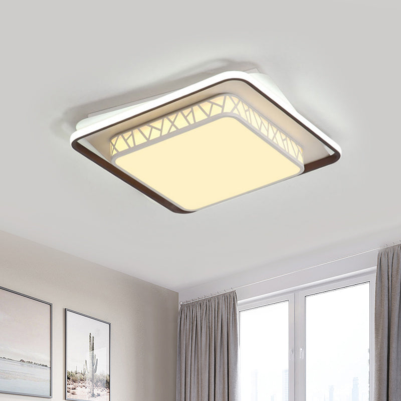 Square LED Flush Mount Lighting: Contemporary Acrylic Ceiling Light for Bedroom