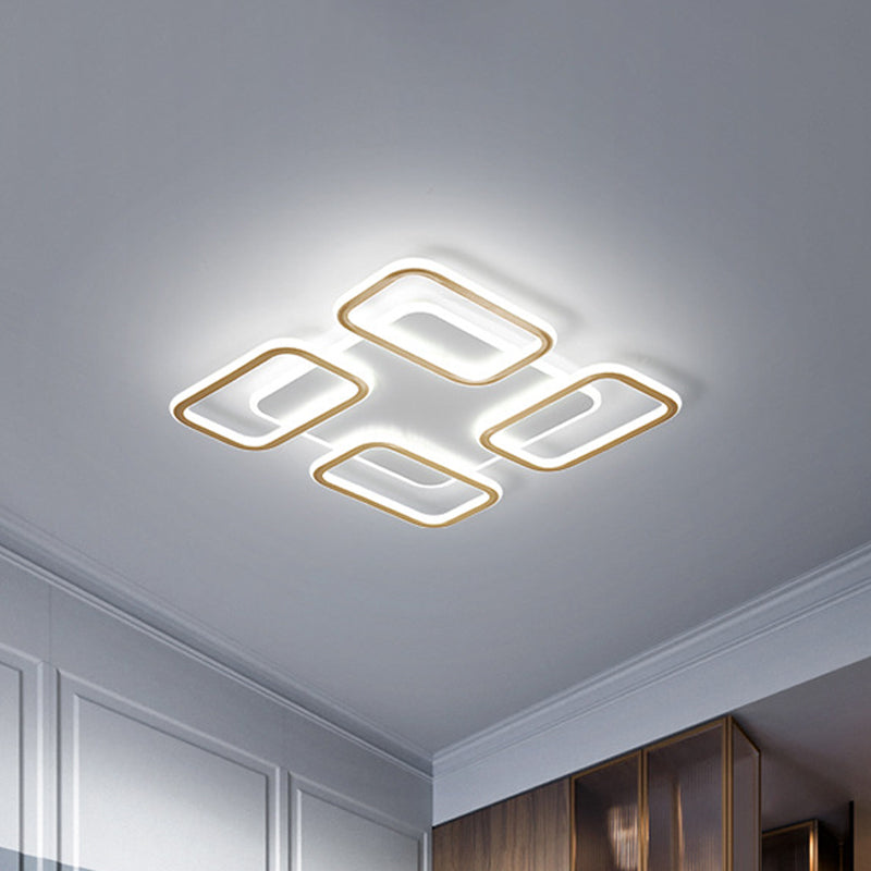 Simplicity Gold Square Acrylic Ceiling Flush Light, LED Flush Mount Lighting in Warm/White Light - 16.5"/20.5" Wide