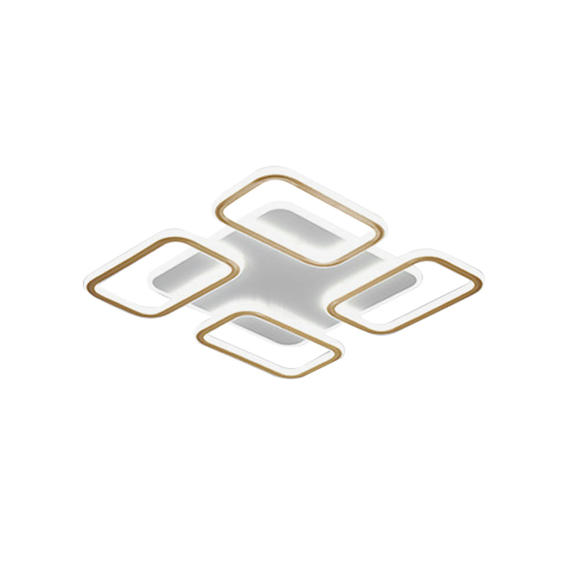 Simplicity Gold Square Acrylic Ceiling Flush Light, LED Flush Mount Lighting in Warm/White Light - 16.5"/20.5" Wide