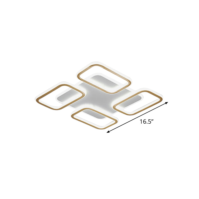 Simplicity Gold Square Acrylic Ceiling Flush Light, LED Flush Mount Lighting in Warm/White Light - 16.5"/20.5" Wide