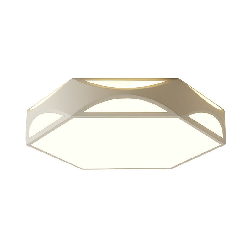 Hexagonal LED Ceiling Light with Acrylic Diffuser and Modern Black/White Iron Finish