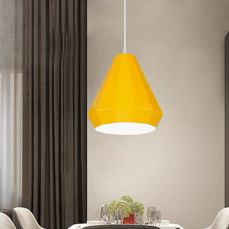 Macaron Yellow/Blue/Green Pendant Light Kit - 1-Light Hanging Lamp With Stylish Iron Shade Options