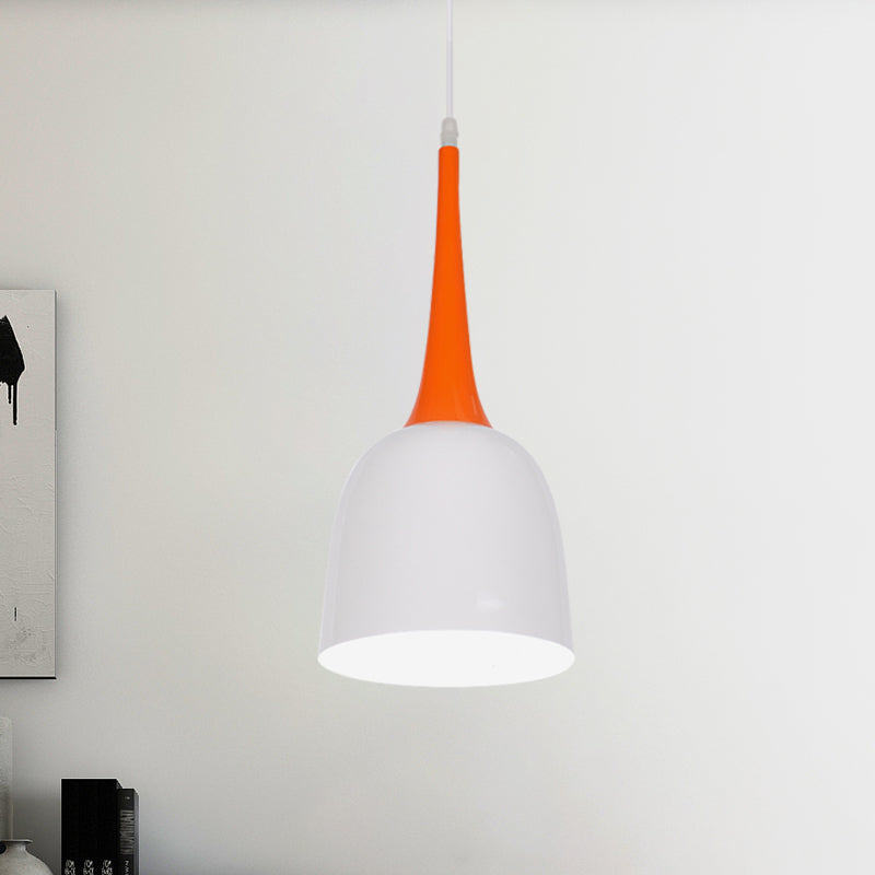 Black/White/Pink Pendulum Light Macaron Iron Down Lighting Pendant With Orange Grip