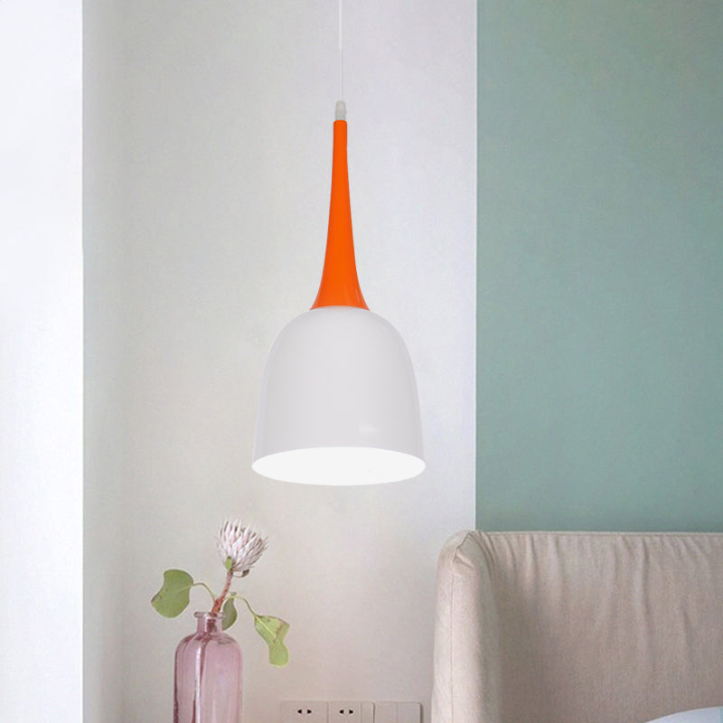 Black/White/Pink Pendulum Light Macaron Iron Down Lighting Pendant With Orange Grip