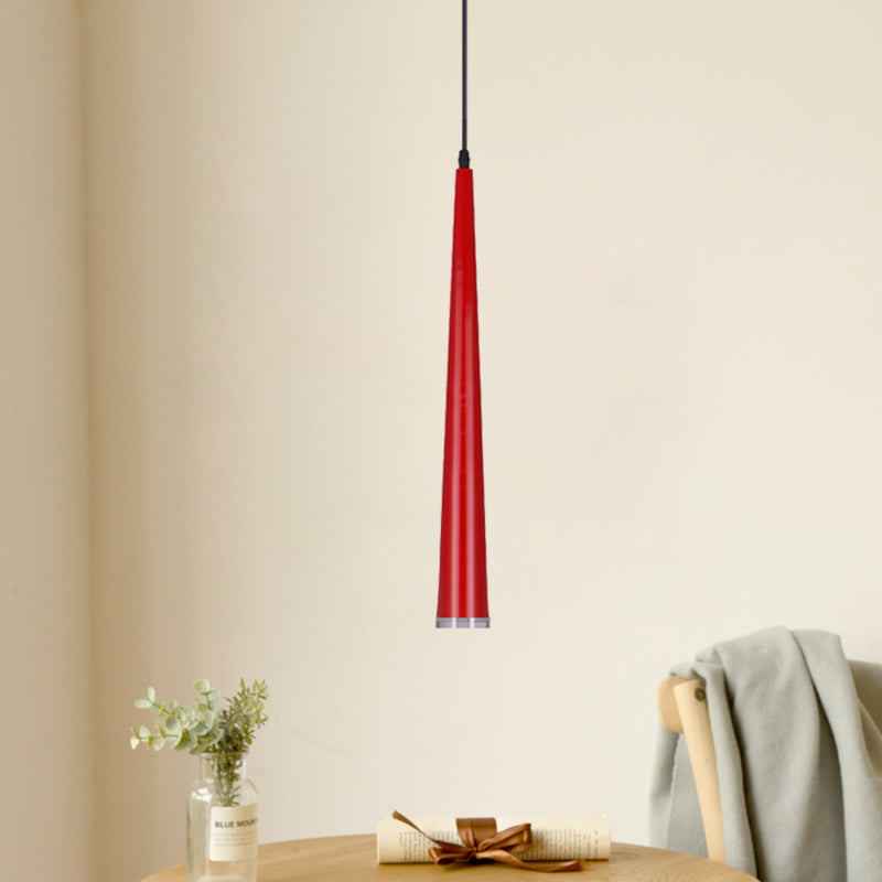 Mini Hanging Pendant Macaron Metal Light Fixture - 1 Bulb Grey/White/Red Ideal For Tables