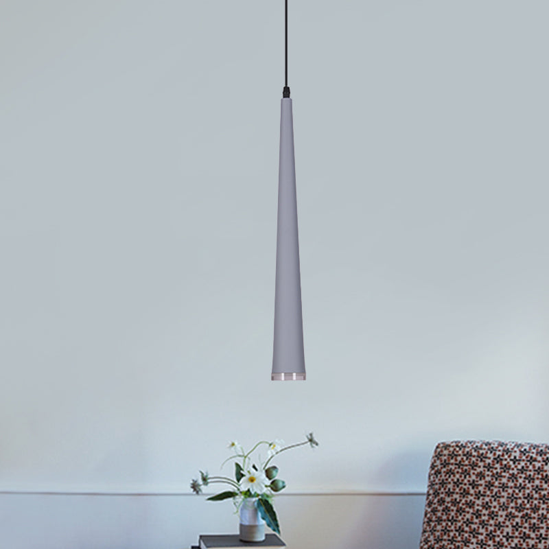 Mini Hanging Pendant Macaron Metal Light Fixture - 1 Bulb Grey/White/Red Ideal For Tables
