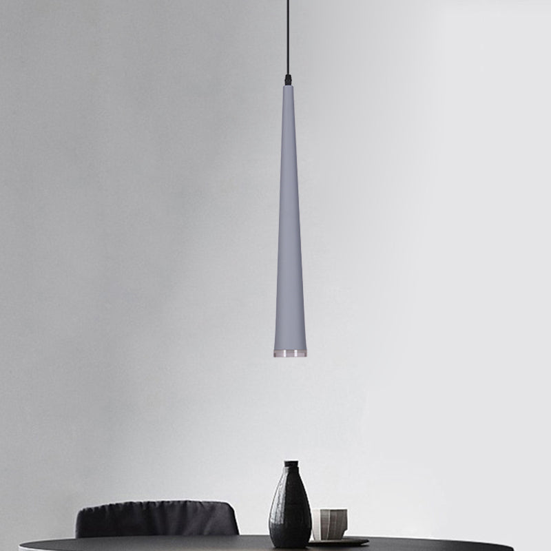 Mini Hanging Pendant Macaron Metal Light Fixture - 1 Bulb Grey/White/Red Ideal For Tables