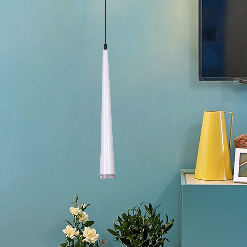 Mini Hanging Pendant Macaron Metal Light Fixture - 1 Bulb Grey/White/Red Ideal For Tables
