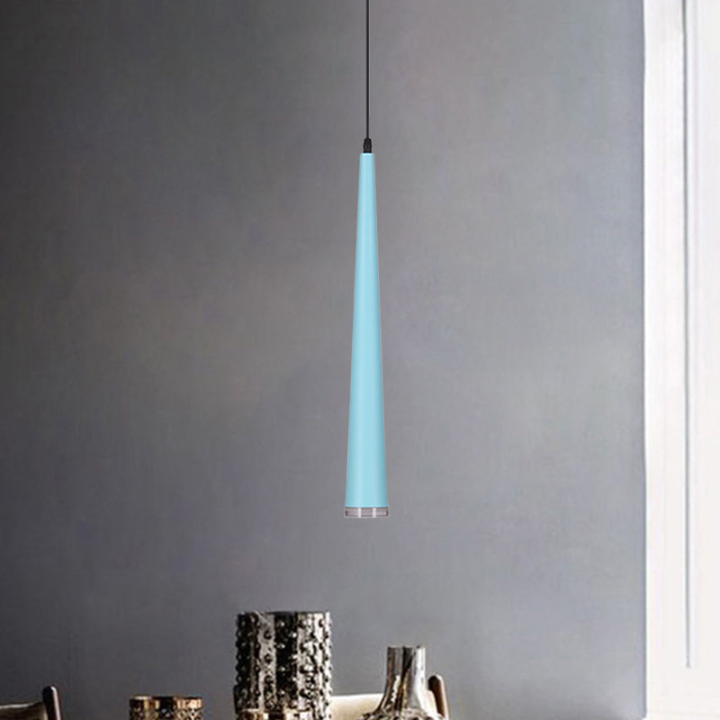 Mini Hanging Pendant Macaron Metal Light Fixture - 1 Bulb Grey/White/Red Ideal For Tables