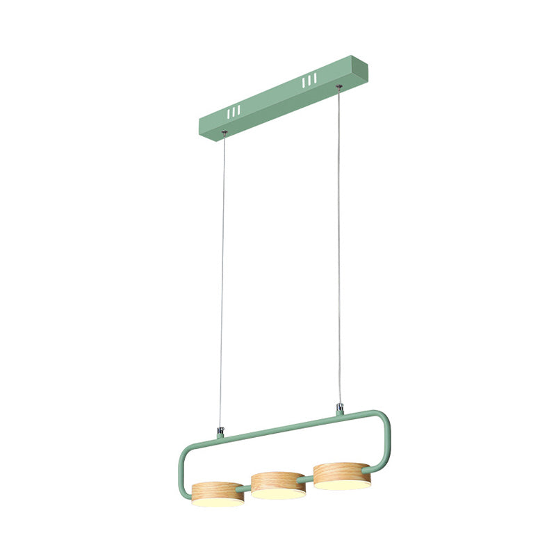 Nordic 3-Light Hanging Pendant With Metal And Wood Accents For Kitchen Island