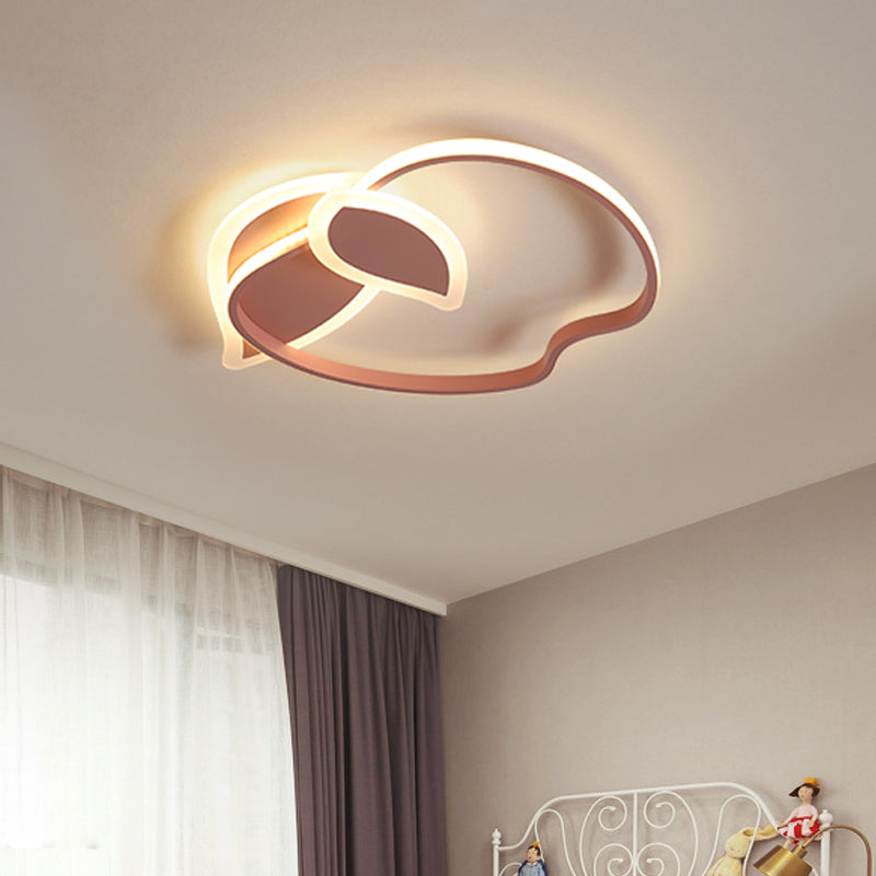 Kids' LED Flush Mount Ceiling Lighting with Apple Aluminum Frame - Pink/White/Black Options