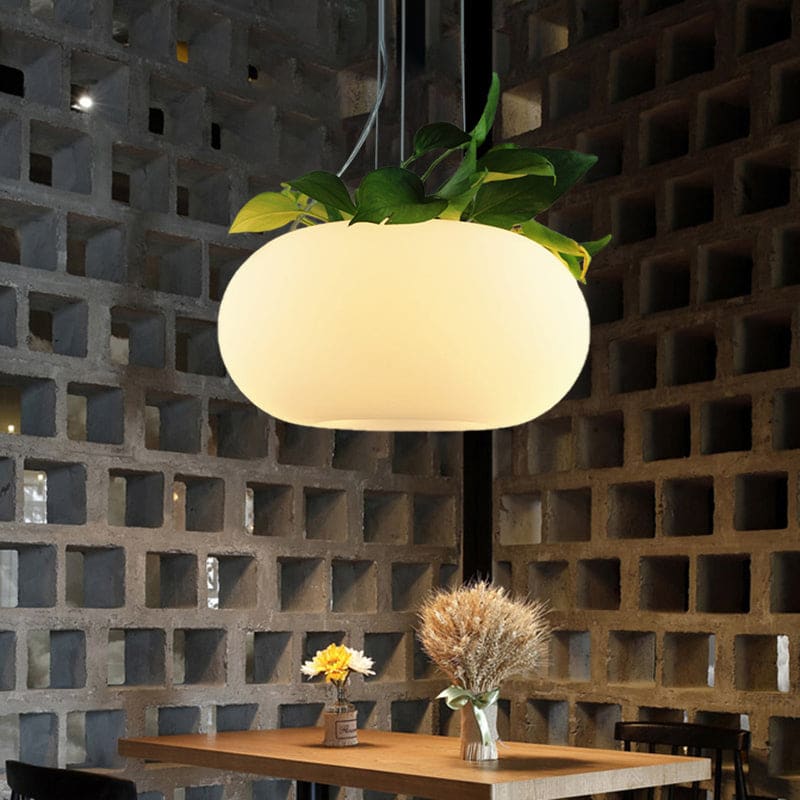 Lustre ovale - Grande suspension en verre blanc pour salon - 3 lumières - Plusieurs tailles disponibles