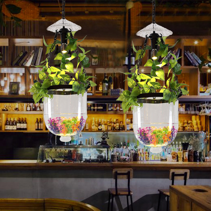 Suspension de salle à manger Cloche avec verre transparent, finition noire - éclairage de suspension élégant et fonctionnel