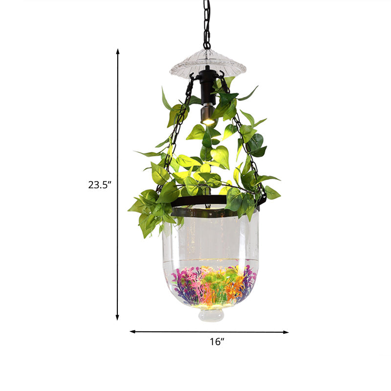 Suspension de salle à manger Cloche avec verre transparent, finition noire - éclairage de suspension élégant et fonctionnel