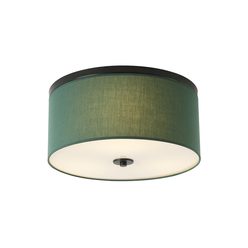 Green Fabric Flush Mount Lighting - Classic 5 Lights for Bedroom Ceiling