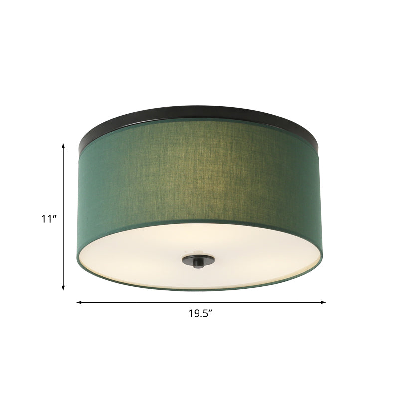 Green Fabric Flush Mount Lighting - Classic 5 Lights for Bedroom Ceiling