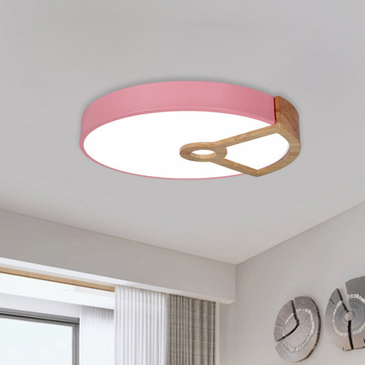 Macaron White/Pink/Blue-Wood LED Ceiling Light Fixture for Bedroom - Splicing Round Acrylic Flush Mount